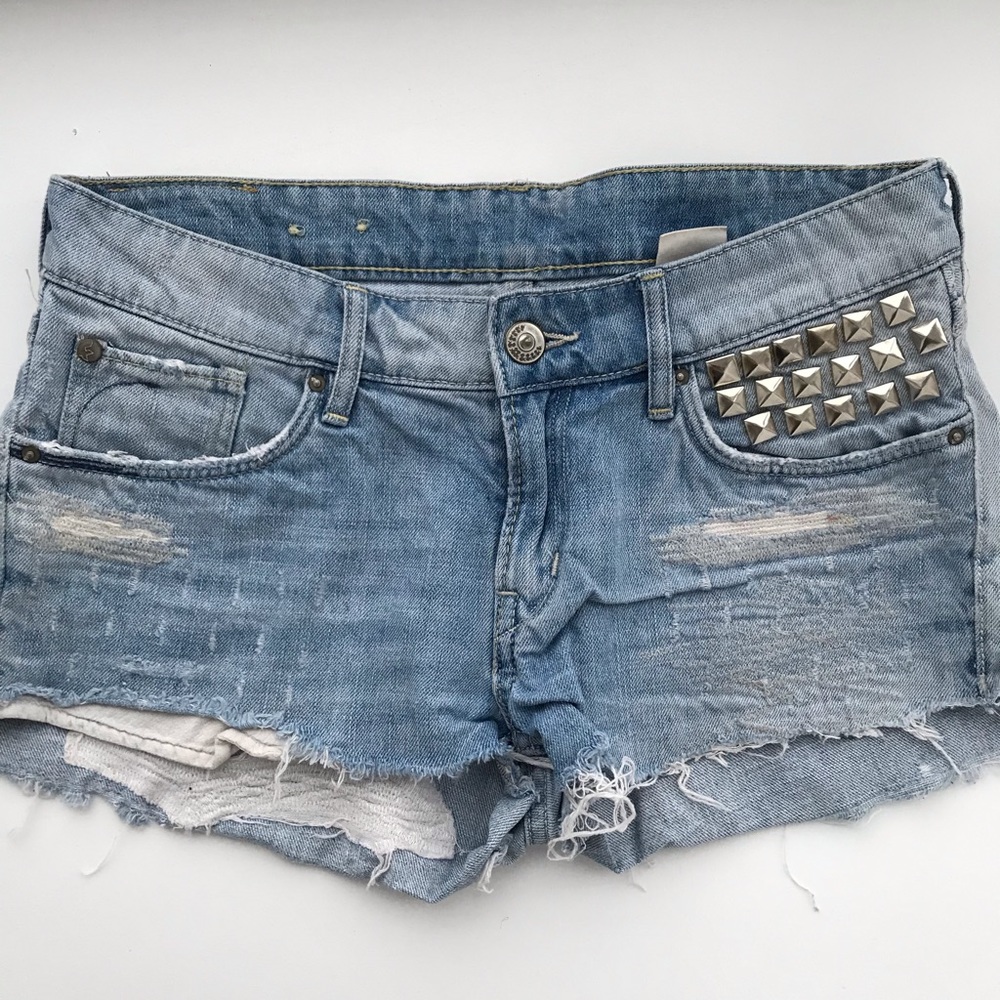 H&M Y2K low rise denim shorts with studs